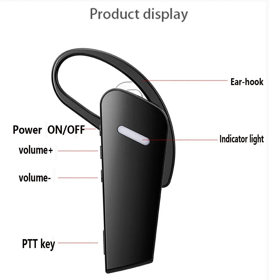 Walkie Talkie Wireless Mini 3W 400-470Mhz Radio Earphone Radio Beauty Salon Hair Salon Restaurant Ear Hook Small Compact