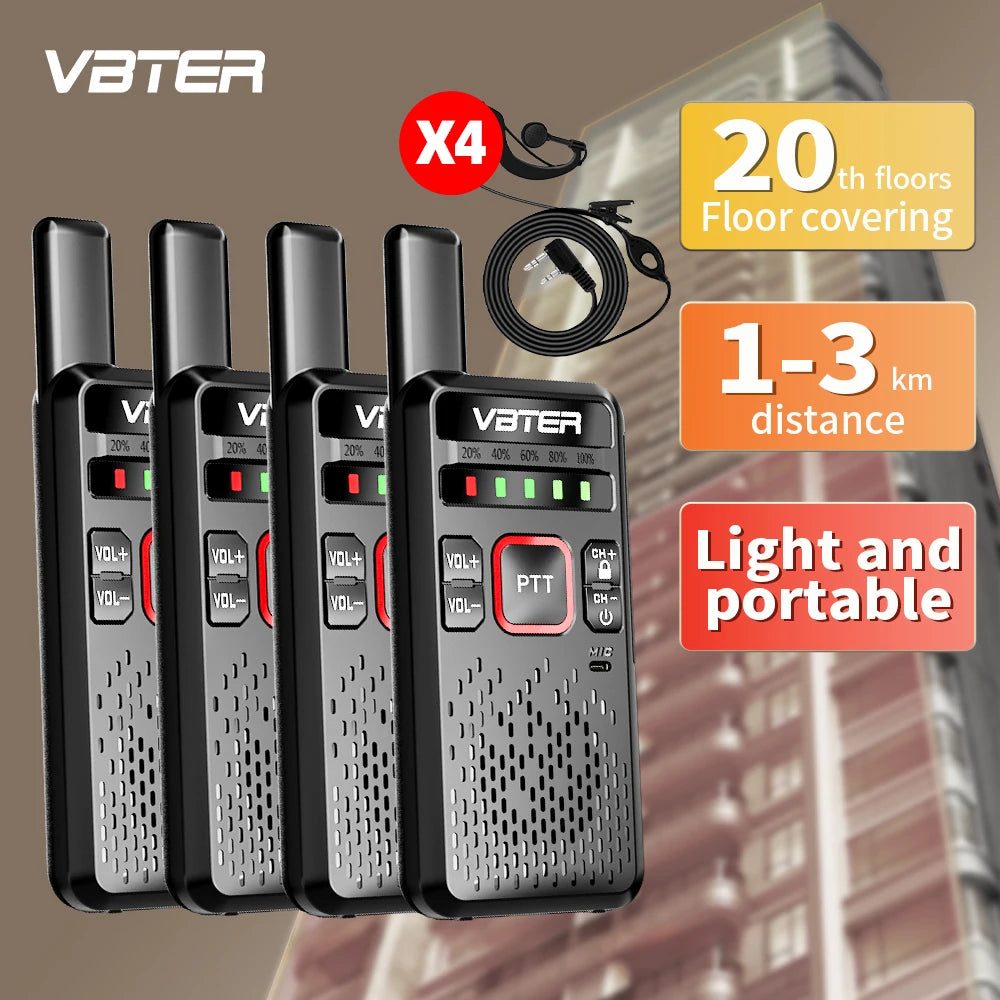 WBT-V1 Handheld Analog Two-Way Walkie-Talkie with High-Power Mini FM Radio for Remote Sites Hotels Small Cars 5km Talk Ran
