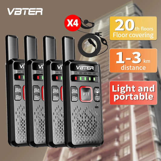 WBT-V1 Handheld Analog Two-Way Walkie-Talkie with High-Power Mini FM Radio for Remote Sites Hotels Small Cars 5km Talk Ran