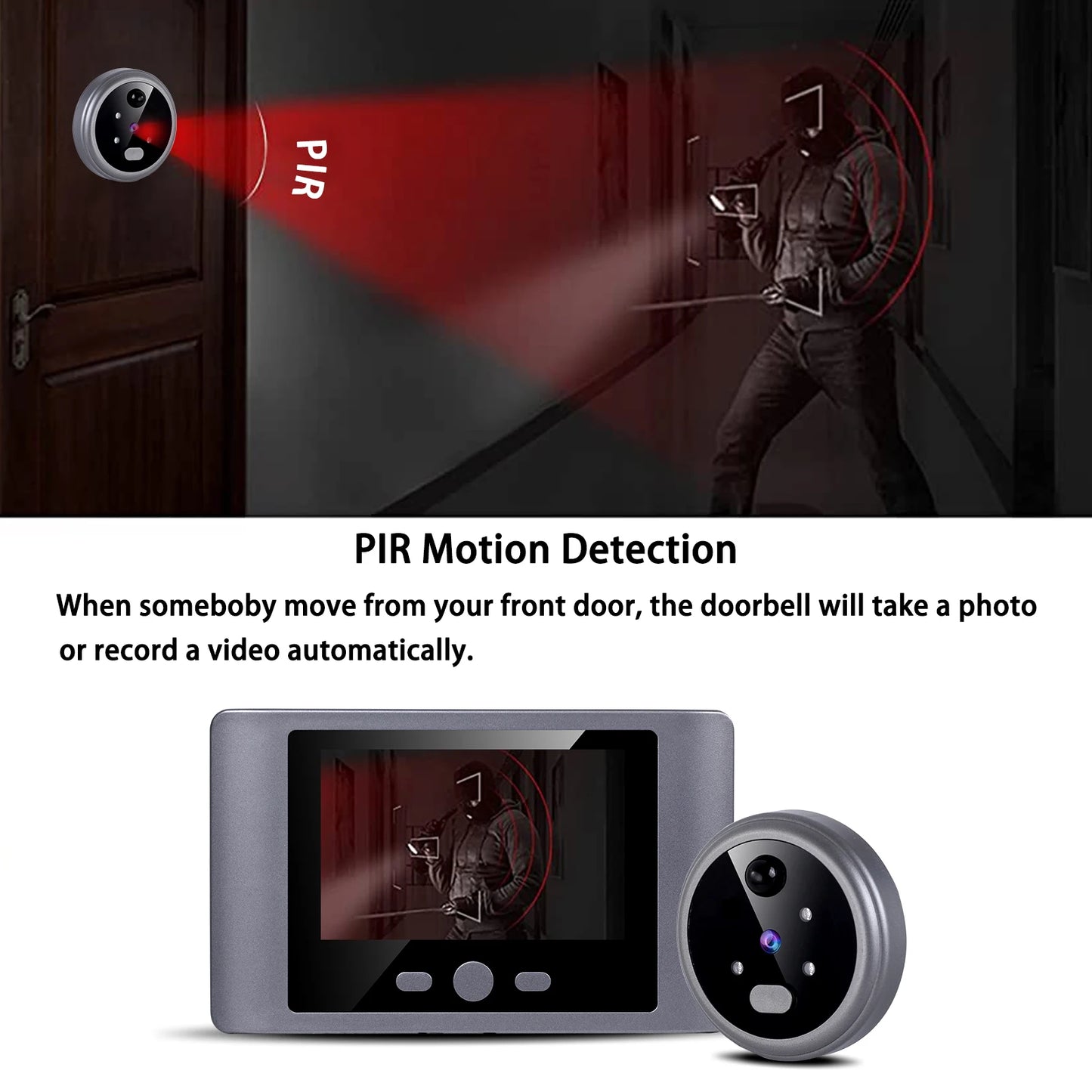 Security House Wireless Doorbells 480P Video Digital Door Peephole With 2.8 inch Screen Ring bell