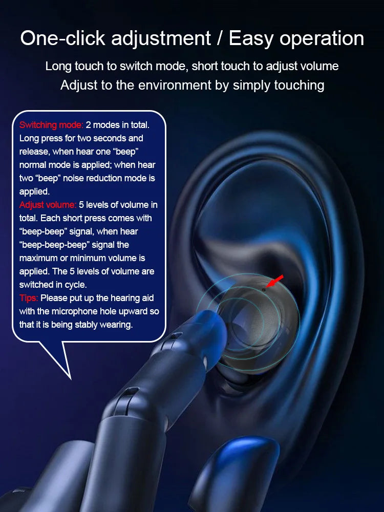 Magnetic Noise Cancellation Audiphone Invisible Wireless Loudspeaker Sound Amplifier Touch Control Earbuds For Hard of Listening