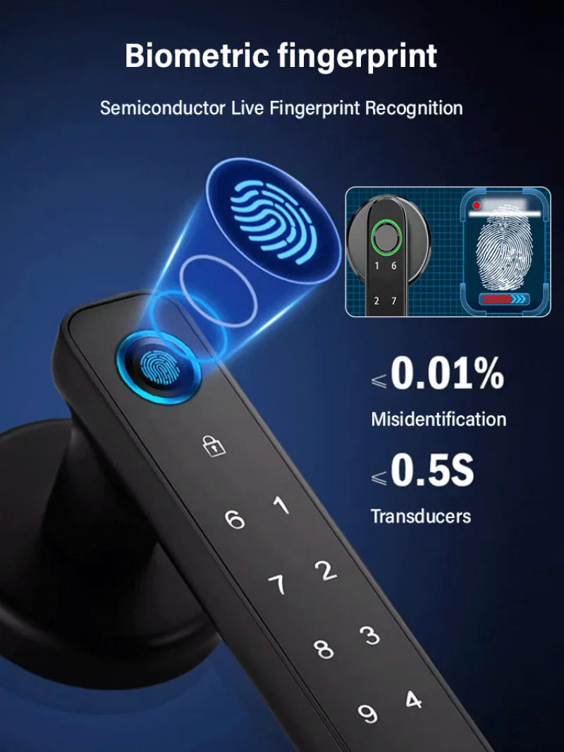 Smart Life App Wifi Remote Control Smart Fingerprint Password Rfid Ic Card Lock Dead Bolt For Indoor Home Wooden Metal Door