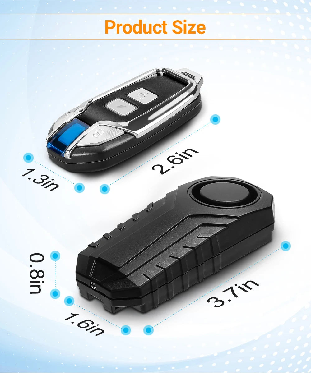 Gadpow Motorcycle Bike Wireless Remote Control Alarm Vibration Sensor 113dB Loud Waterproof Security Alarm