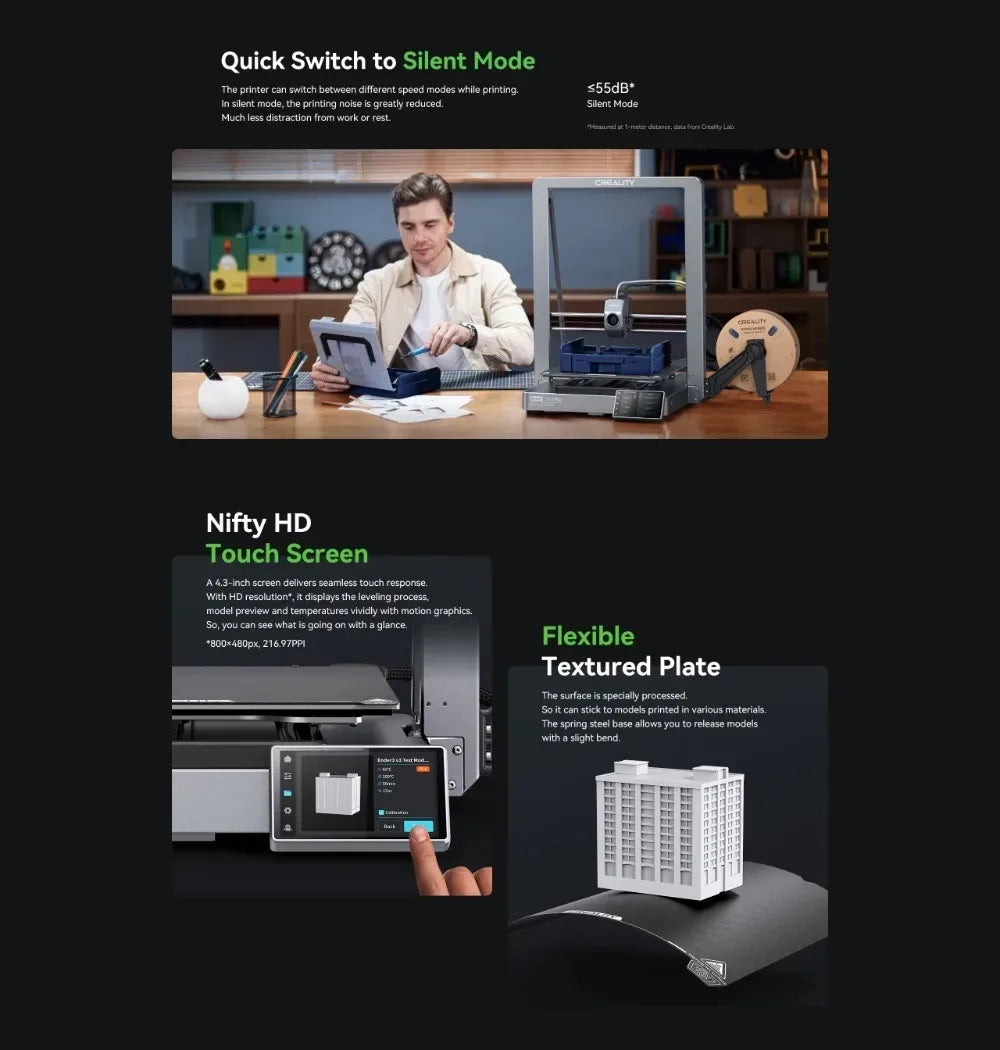 Creality Ender-3 V3 Plus 3D Printer 300x300x330mm Print Size 600mm/s Direct Extruder Stable Y-axis Dual Motors&Support Rods