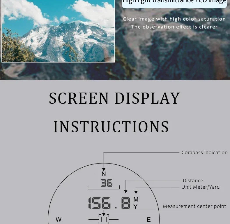 1500m Marine Binoculars for Adults 8x40 with Rangefinder and Compass IP65 Waterproof Marine UHD Binoculars Field of View 8°,