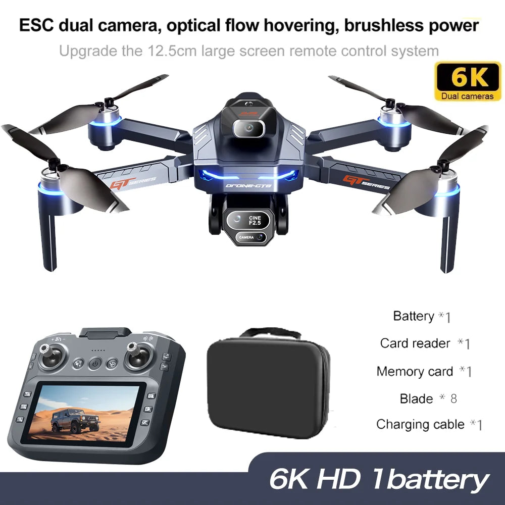 2025 NEW GT8  Rc Drone 8K Profesional HD Dual Camera With Screen FPV WIFI Brushless Motor Obstacle Avoidance FPV Quadcopter Toys