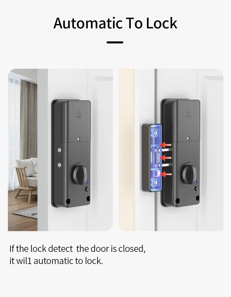 Smart Electric Motor Lock With Tuya App Keyless Entry Door Lock Concealed Invisible Installation IC Card Lock for Wooden Door
