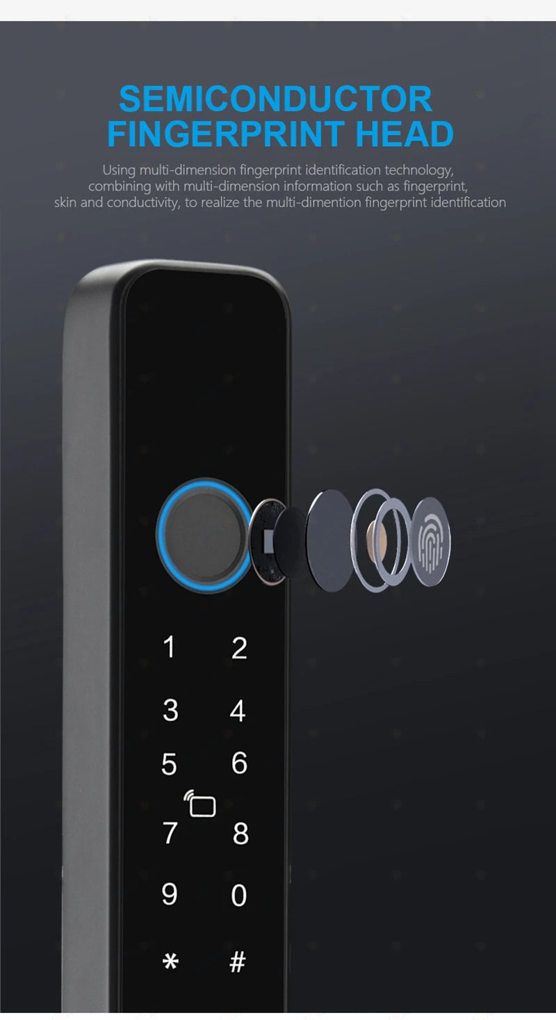 Waterproof Sliding Door Smart Lock TTLock App Alexa Fingerprint Digital Code RFID Card Anti-Lock Aluminum Glass Electronic Lock