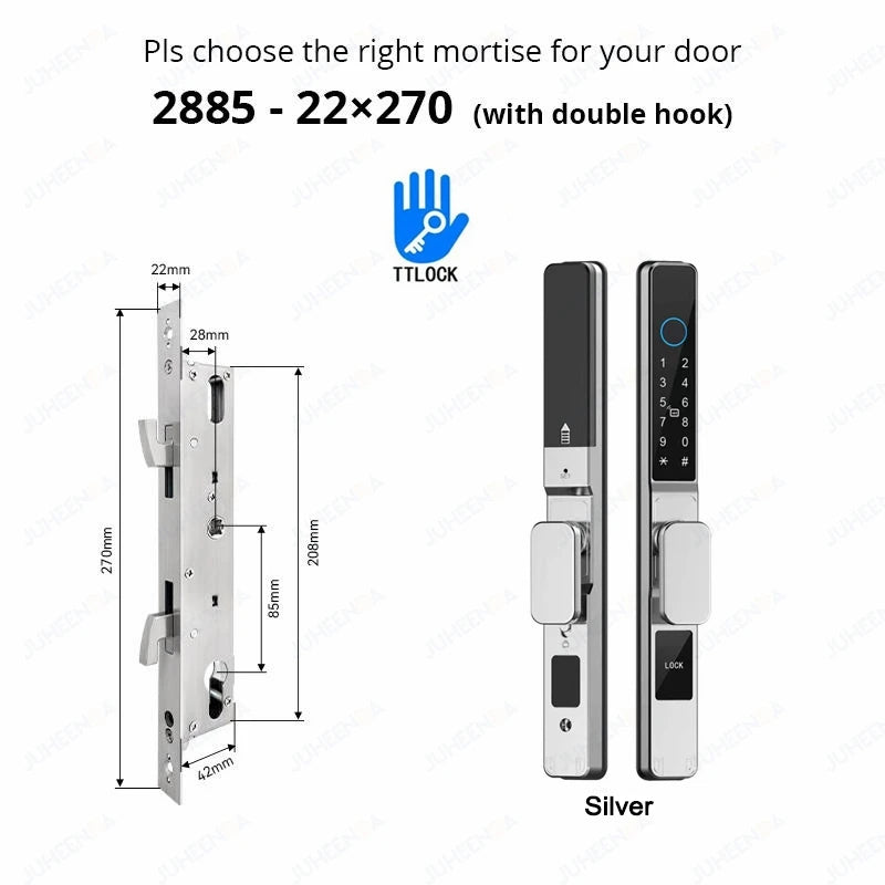Waterproof Sliding Door Smart Lock TTLock App Alexa Fingerprint Digital Code RFID Card Anti-Lock Aluminum Glass Electronic Lock