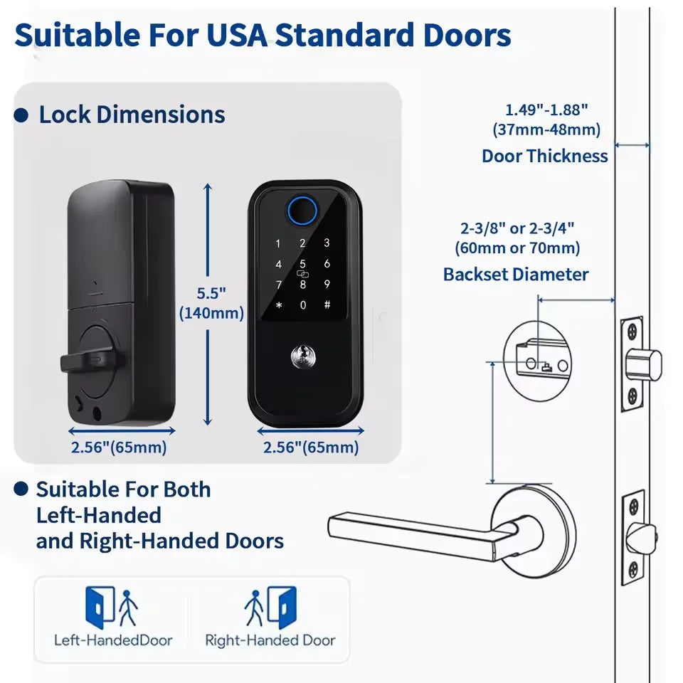 TTLOCK Smart Lock, Fingerprint Door Lock, 7-in-1 Keyless Entry Door Lock with App Control,  Smart Smart Deadbolt for home house