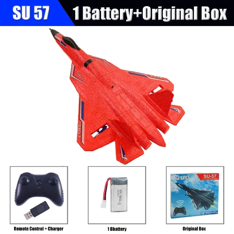 RC Plane SU57 Radio Control Airplane Light Fixed Wing Hand Throwing Su30 Foam Electric Remote Control Plane Toys for Children