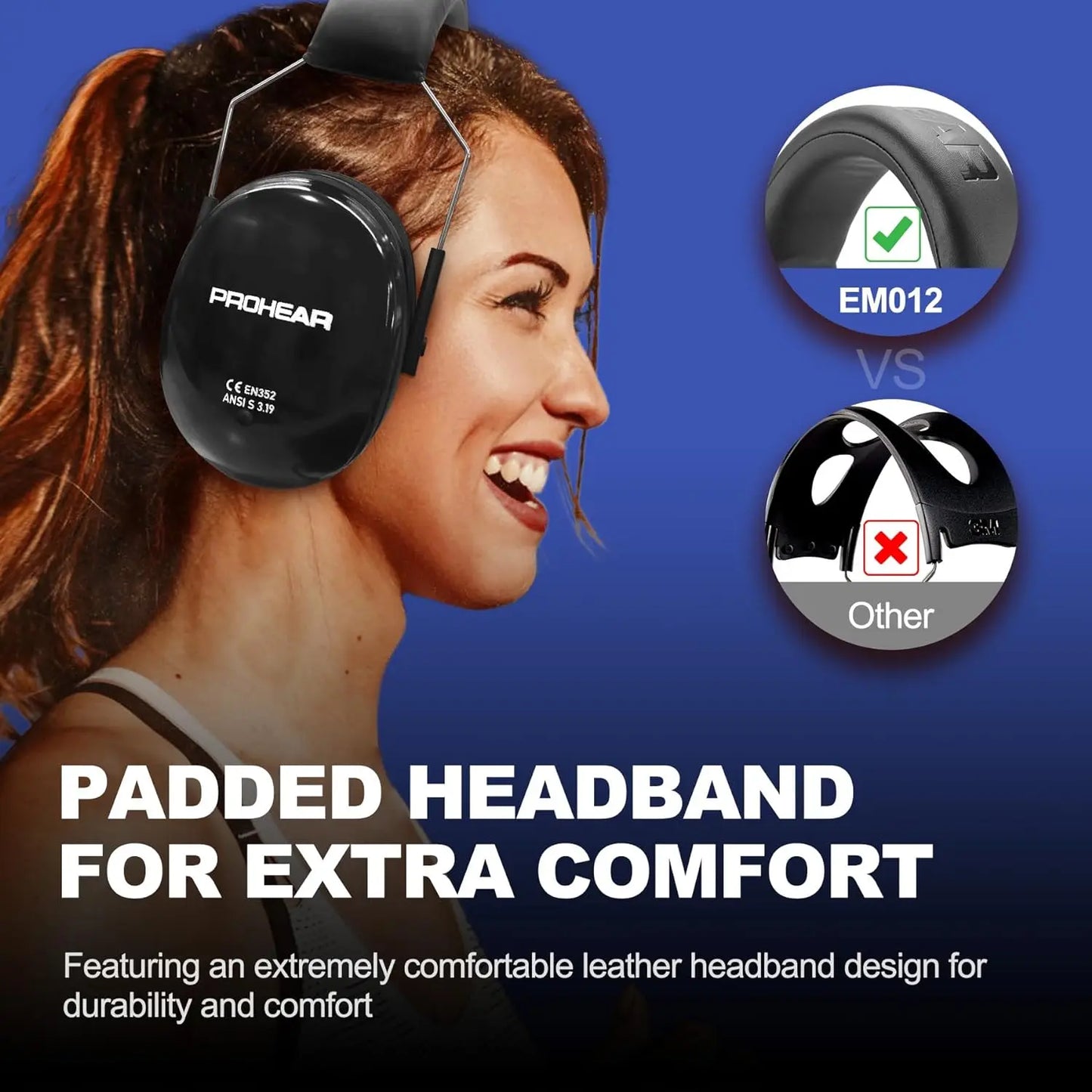 ZOHAN Hearing Protection Noise Reducing Earmuffs Soundproof Headphones Against Noise Safety Ear Muffs Adjustable 28dB NRR