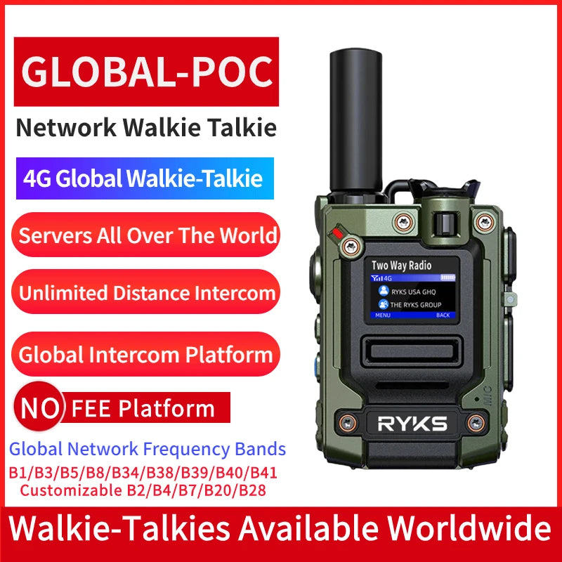 4G Walkie Talkie 5000Km 200 Channels Personalized Names Audio Playback Global Ptt Type C Charger Long Range Ham Two Way Radio