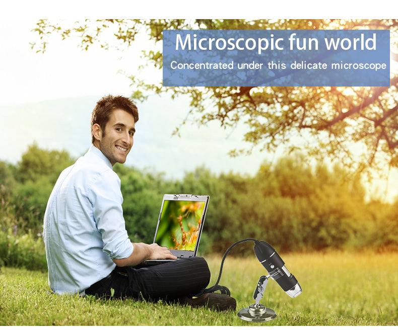 1600X 1000X USB Microscope Handheld Portable Digital Microscope USB Interface Electron Microscopes with 8 LEDs with Bracket