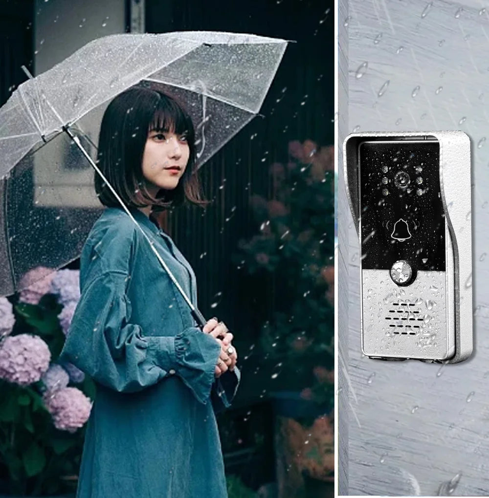 720P Video Doorbell 7‘’ Color Screen Home IntercomHigh-Definition Intelligent Night Vision Electronic Access Control System