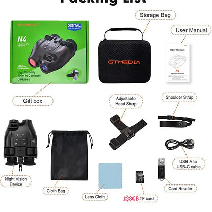 Night Vision Binoculars with Head Mount Goggles Telescope Infrared 300 Meters Darkness Goggles for Hunting Hunting Surveillance