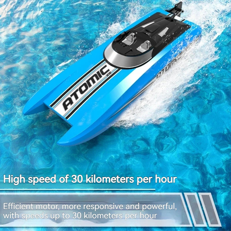 Orlans Remote Control Boat High-Speed 30km/H Dual Body Outdoor Water-Cooled Brushed Motor High-Speed Speedboat Waterproof Toy