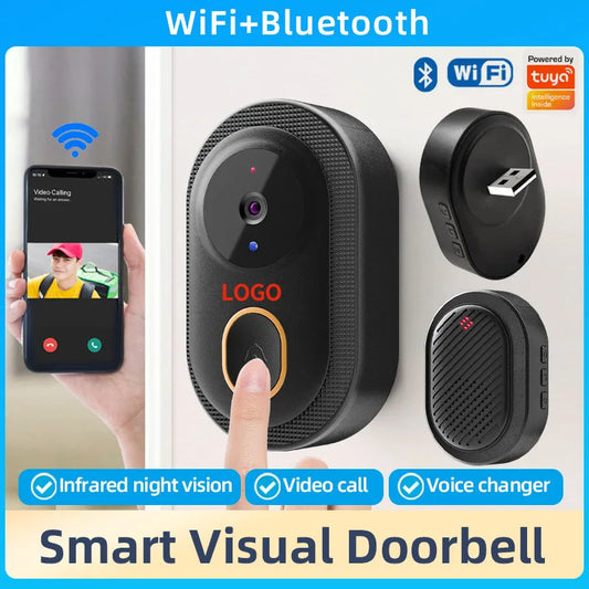 Smart Doorbell Ring Door Camera Infrared Night Viewing WiFi Wireless Video Bell Camera Rechargeable Video Intercom Doorbell