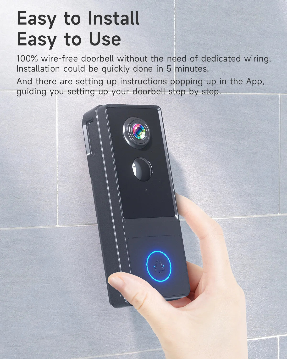 2MP 1080P Wireless WIFI Doorbell With Indoor  Chime 145Degree Wide Angle Video Door Phone Visual Door Peephole Viewer