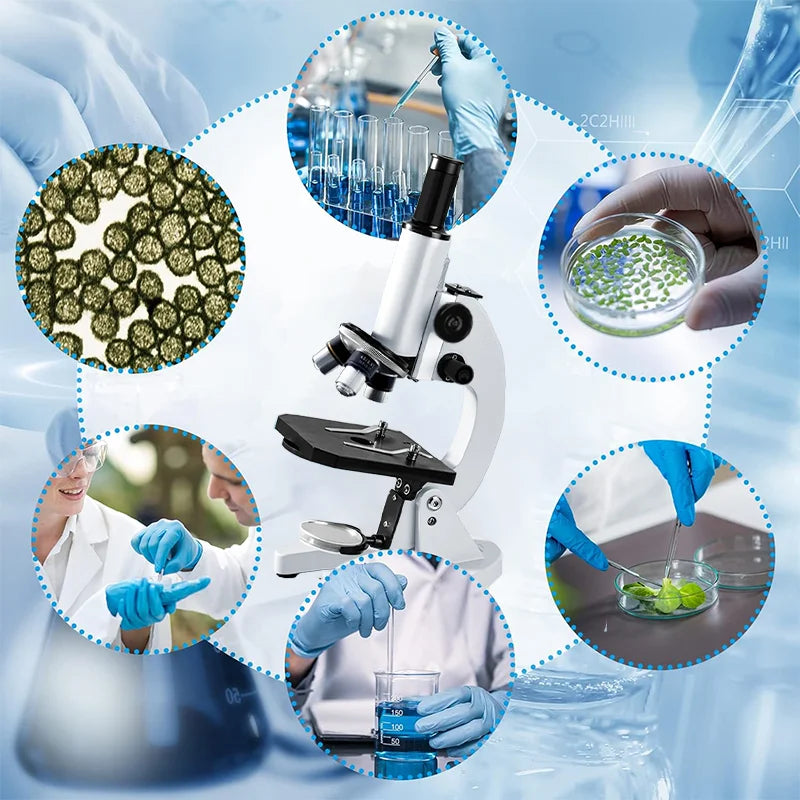 Monocular Optical Microscope 64X-2400X Microscope School Science Experimental Biology Microscope Digital Microscope for Children