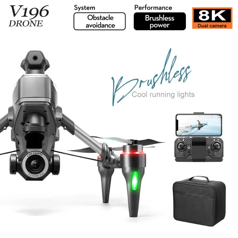 2025 V196 Automatic Obstacle Avoidance Drone 8K HD Camera Aerial Photography WIFI Optical Localization Brushless Drone Gift toys