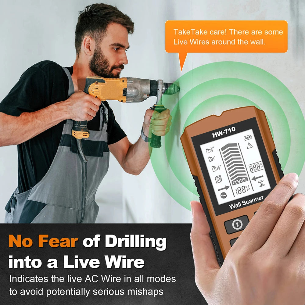 6-in-1 Electronic Wall Detector Multifunctional Handheld Measuring Instrument Stud Wood Finder Live Wire Scanner Metal Detector