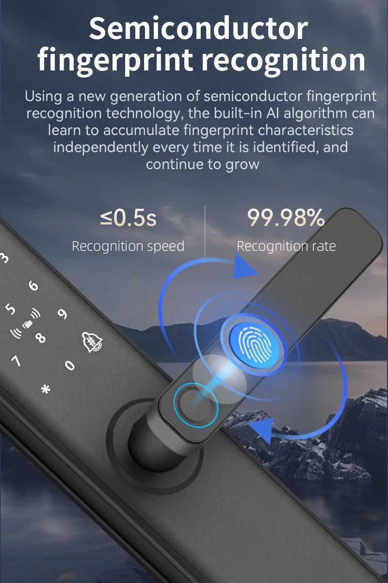 New Smart Door Lock With Tuya APP Digital Electronic Lock Smart Home Wooden Door Lock Biometric Fingerprint