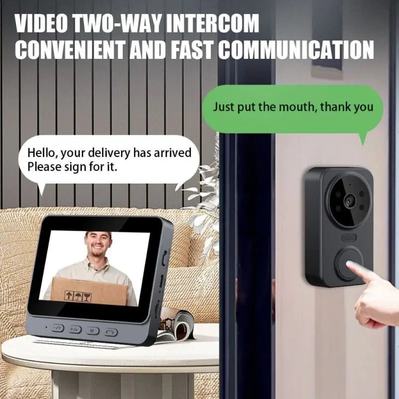 Video Doorbell with Screen Smart High-definition Video Monitoring For Family Apartment Two-Way Audio Night Vision Video Doorbell