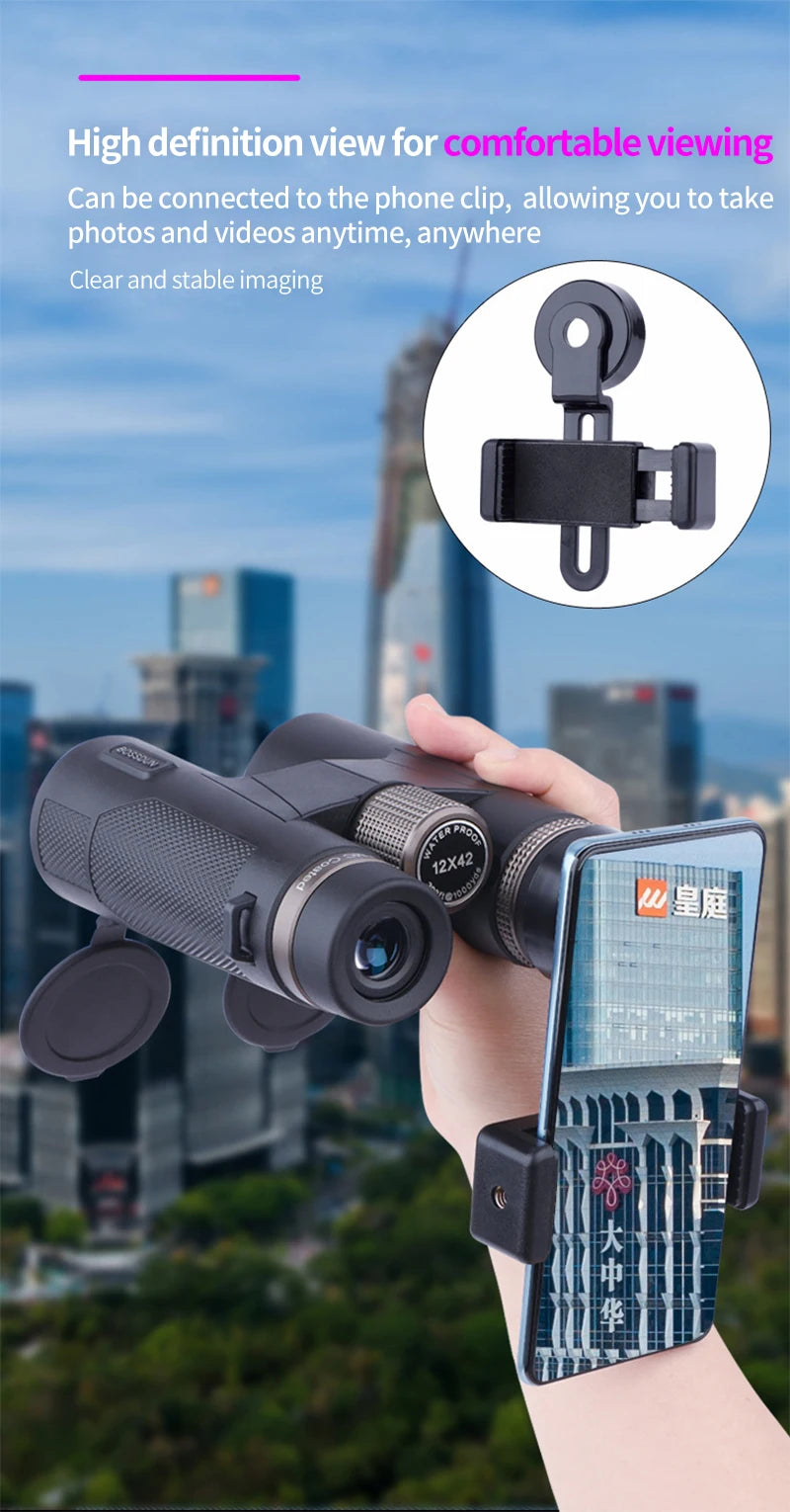 12x42 HD Professional Binoculars with ED Lens BAK4 Prism Waterproof Metal Body for Birdwatching Hunting Camping Travel Outdoor