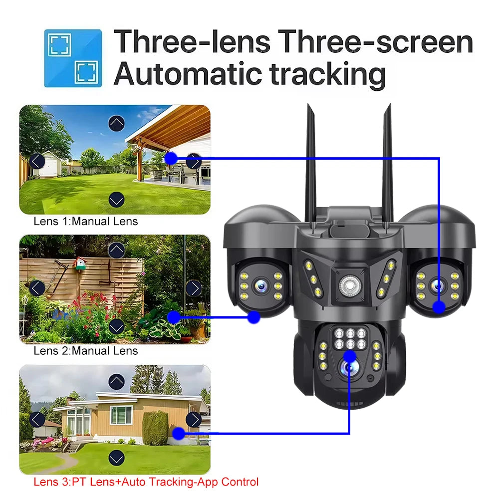 Security Cameras 4G SIM Card Wireless IP CCTV Outdoor 360 PTZ 2 Way Audio Cameras Motion Detection Alarm Smart Home Surveillance