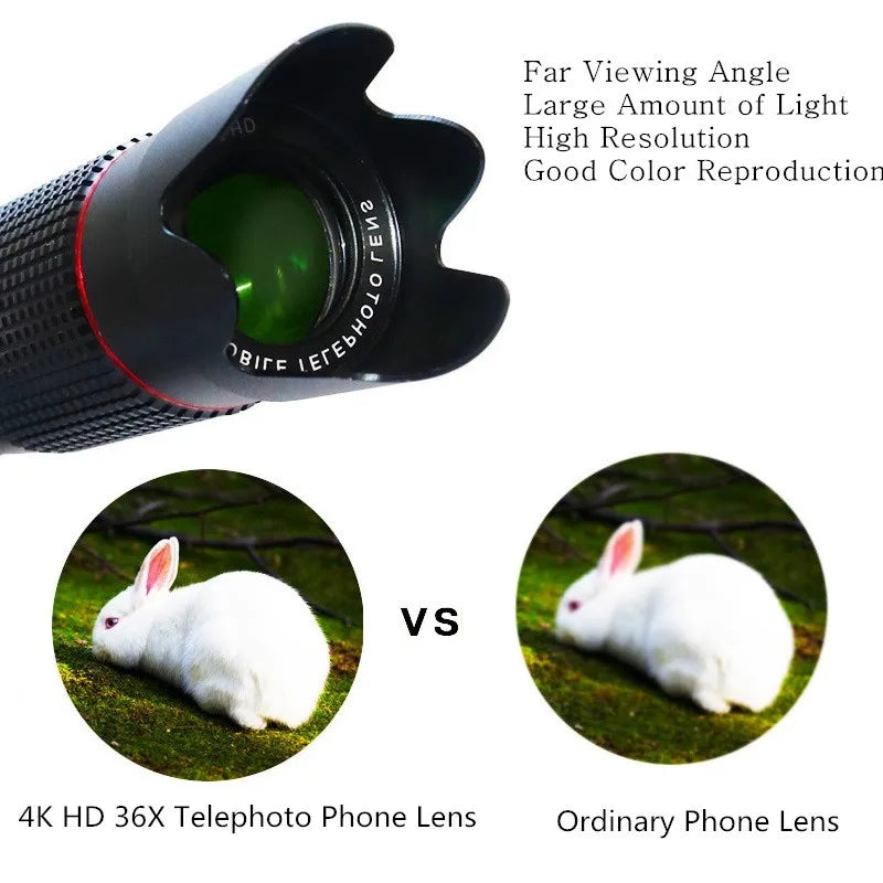 4K HD 36X 8-40X Optical Telescope Phone Camera Lens Telephoto Lens For iPhone Xiaomi Smartphone Lenses lente para celular