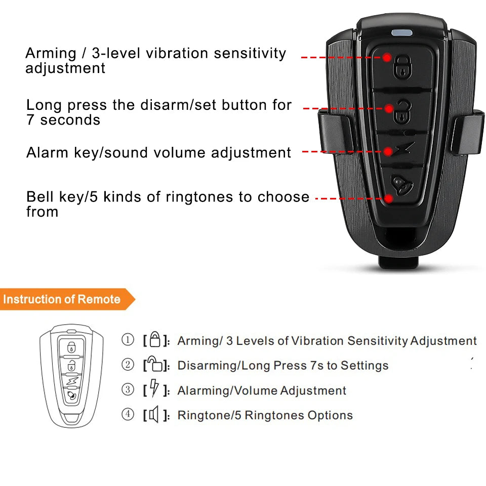 Bicycle Motorcycle Alarm Sensitive Vibration Sensor Anti-theft Alarm Wireless USB Charging Security Protection