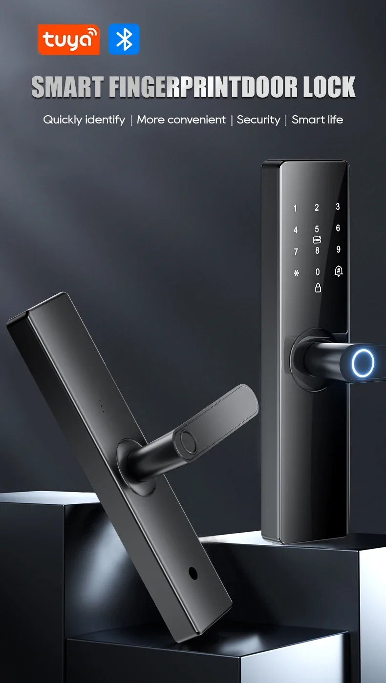 Smart Card Key Access and USB Emergency Charging Smartlock Smart Electronic Door Lock Fingerprint Biometrics Application Control