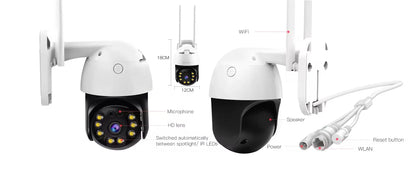Security Camera System WiFi Camera Wireless Outdoor Full Color Night Vision Video Surveilliance with Smoke Alarm Detection