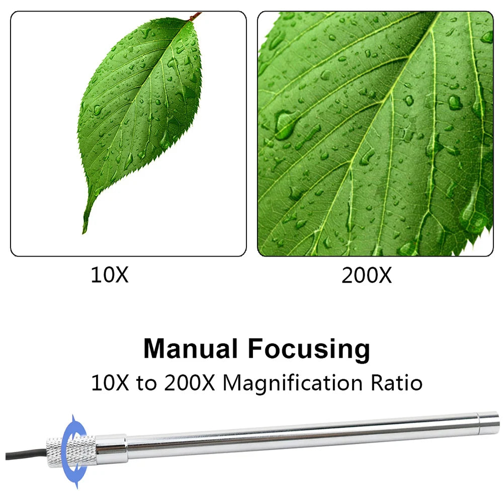 Portable Digital USB Microscope Inspection Magnifier IP67 Waterproof Camera Built-in 8 LED Lights with Advanced CMOS Sensor