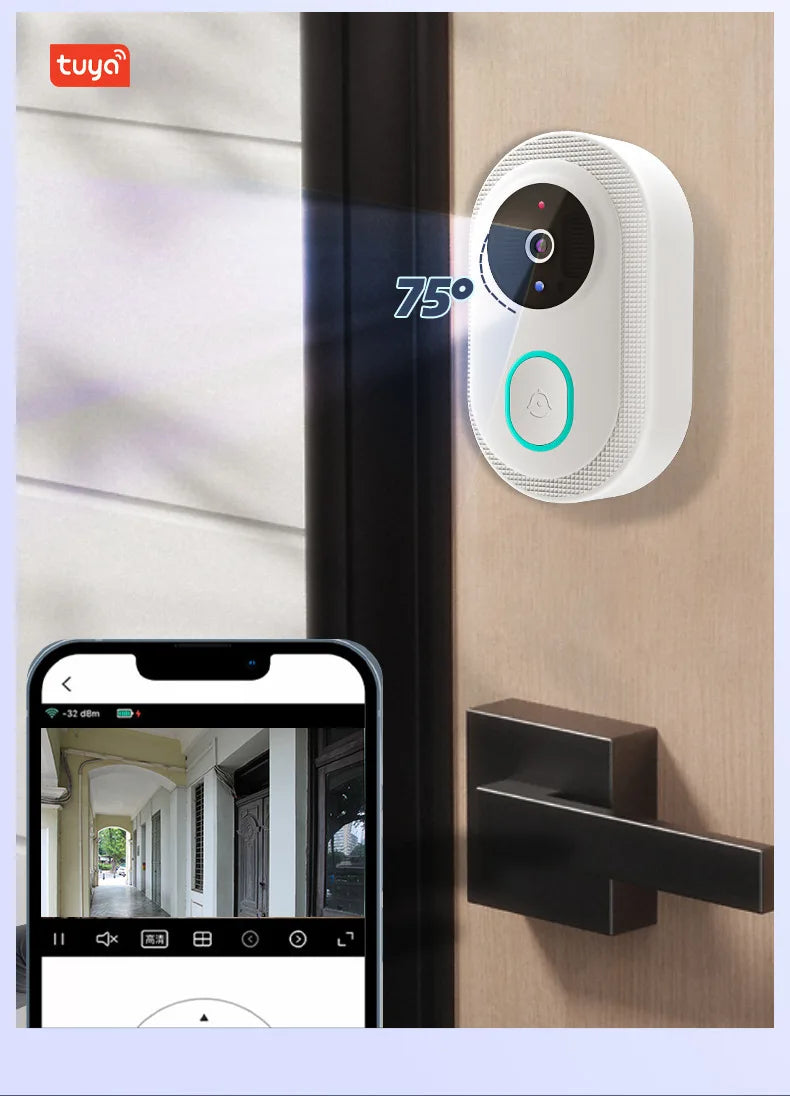 Smart Doorbell Ring Door Camera Infrared Night Viewing WiFi Wireless Video Bell Camera Rechargeable Video Intercom Doorbell