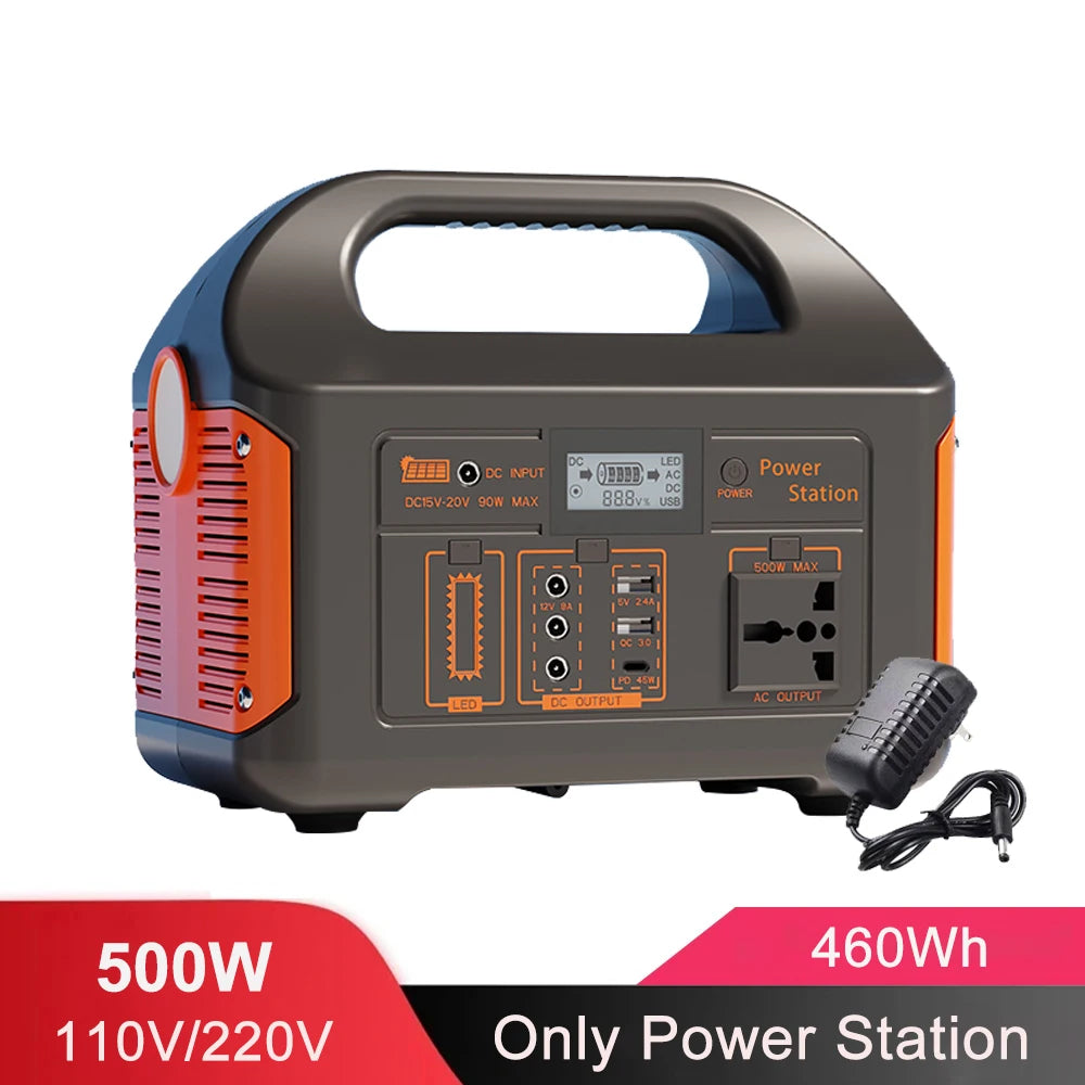 100W500W/300W 460Wh/230Wh/76Wh LiFePO4 Portable Power Station Mobile Power Supply Solar Generator Built-in BMS 220V for Camping