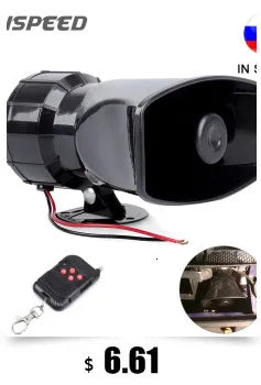 7 Sound 12V 100W 125Db Alarm Horn Car Electronic Warning Siren Motorcycle Alarm Firemen Ambulance Loudspeaker with Mic for Car
