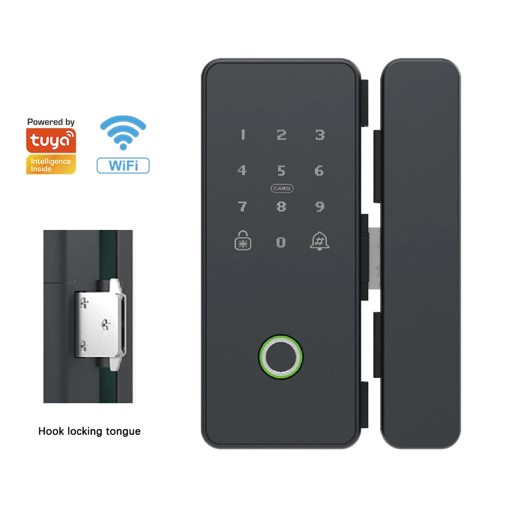 TYSH Fingerprint Smart Door Lock Digital Electronic Lock Glass Door Lock Front Door Wifi Smart Lock Door Tuya Smart Home