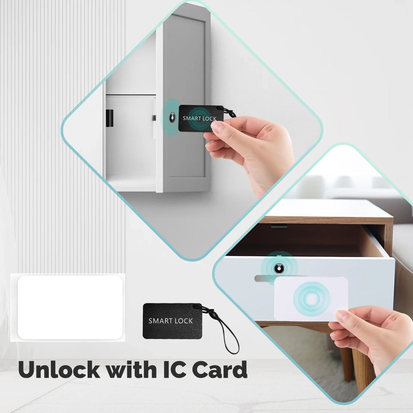 MOES Tuya Smart Lock Bluetooth Keyless Entry with IC Card & APP Control Real-Time Alerts for Cabinet Drawer Wood Door Locker