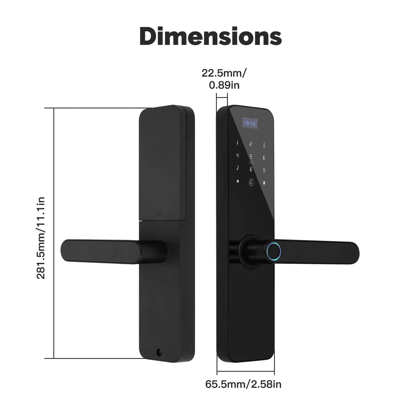 ‌MOES Smart Wooden Door Lock with Touchscreen - Bluetooth Fingerprint/Password/APP Unlock, Anti-Tamper Alarm, 6-Month Battery‌