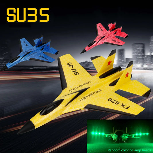 FX620 RC Plane 2.4G With LED Lights Aircraft Remote Control Flying Model Glider Airplane SU-35 EPP Foam Toys For Children Gift