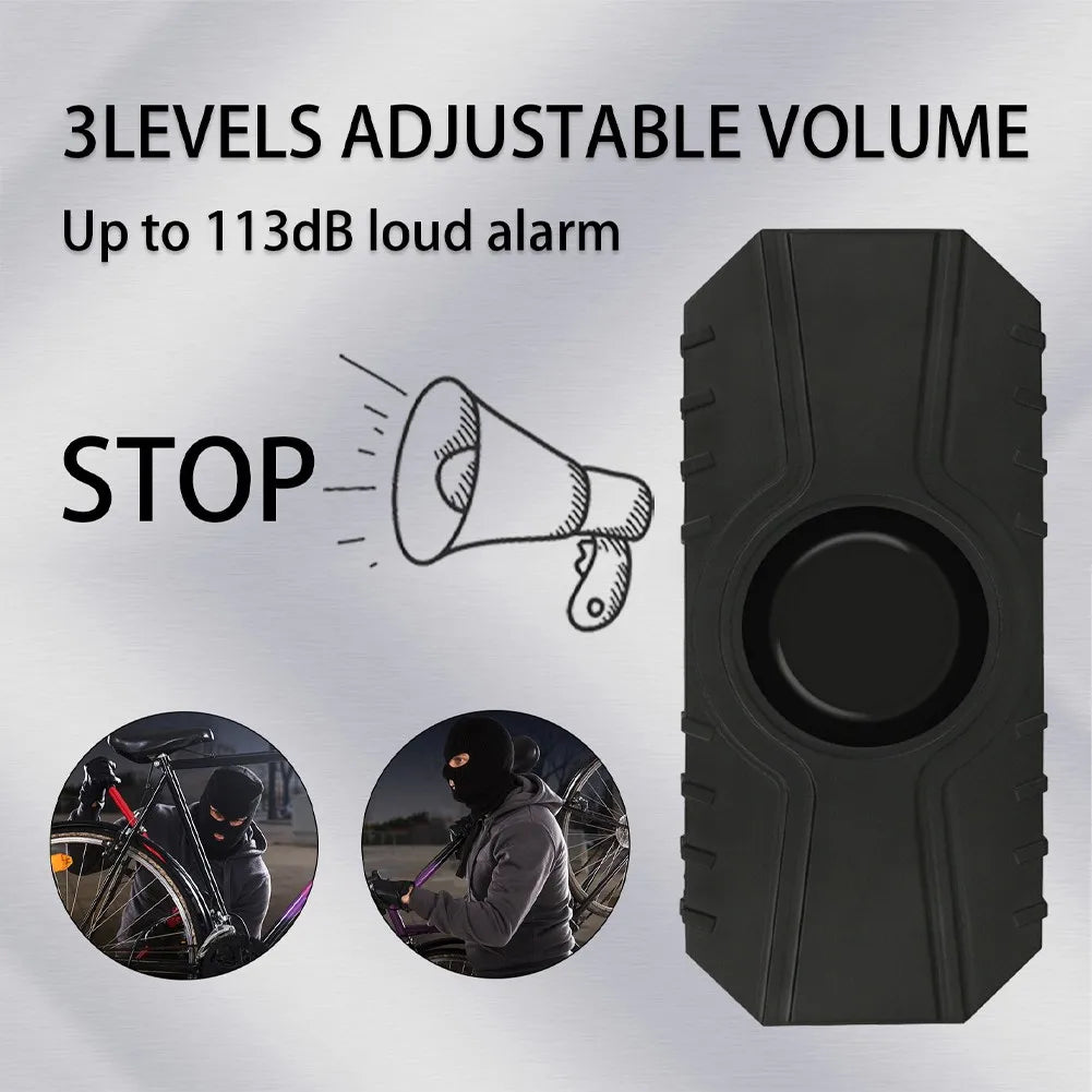 Motorcycle Bicycle Alarm 113dB Loud Vibration Sensing Wireless Anti-Theft Vehicle Security Alarm System With Remote Control