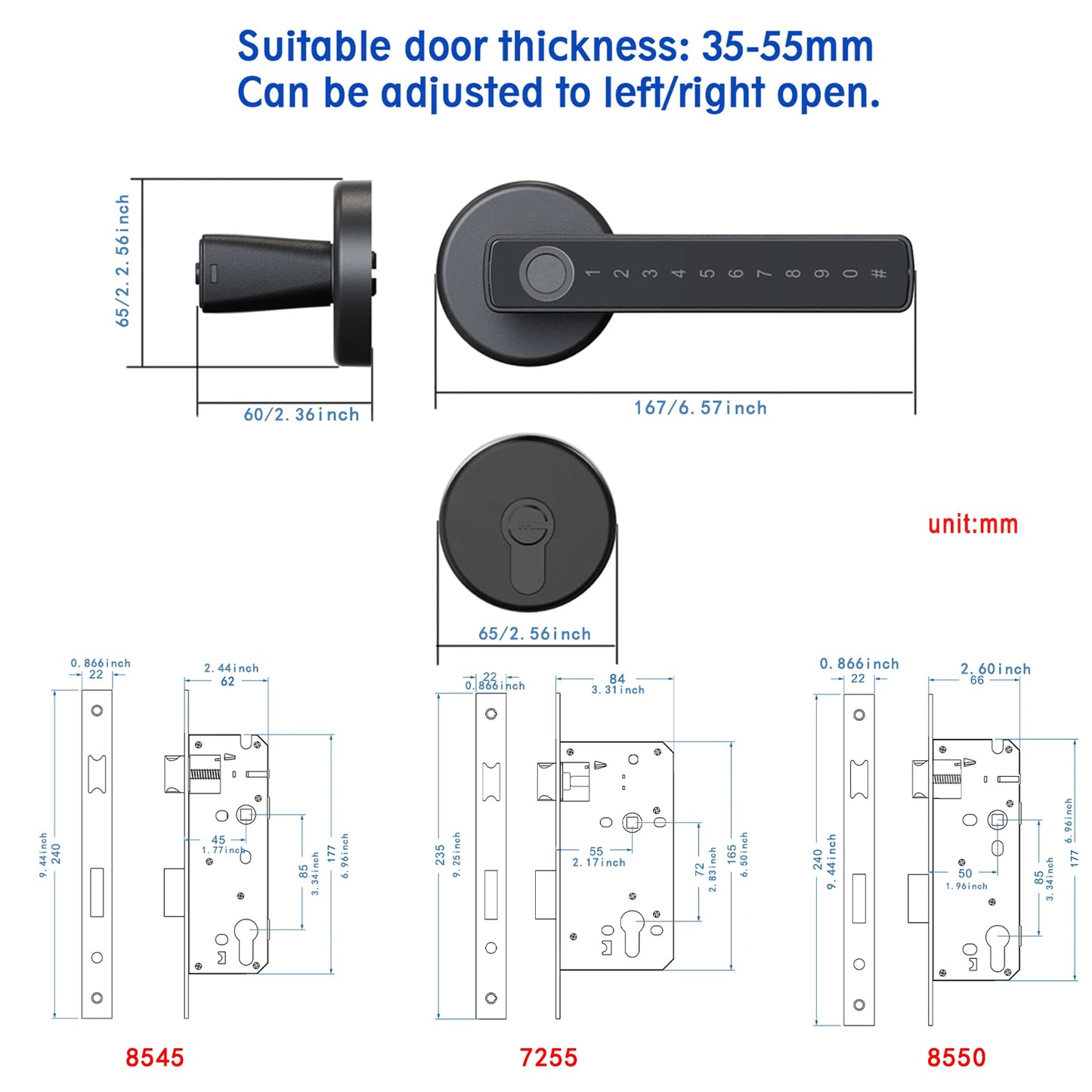 WINFREE SMART Interior Wooden Door Lock, Tuya Bluetooth Smart Key Lock, Smart Card Passcode Fingerprint Keyless Lock