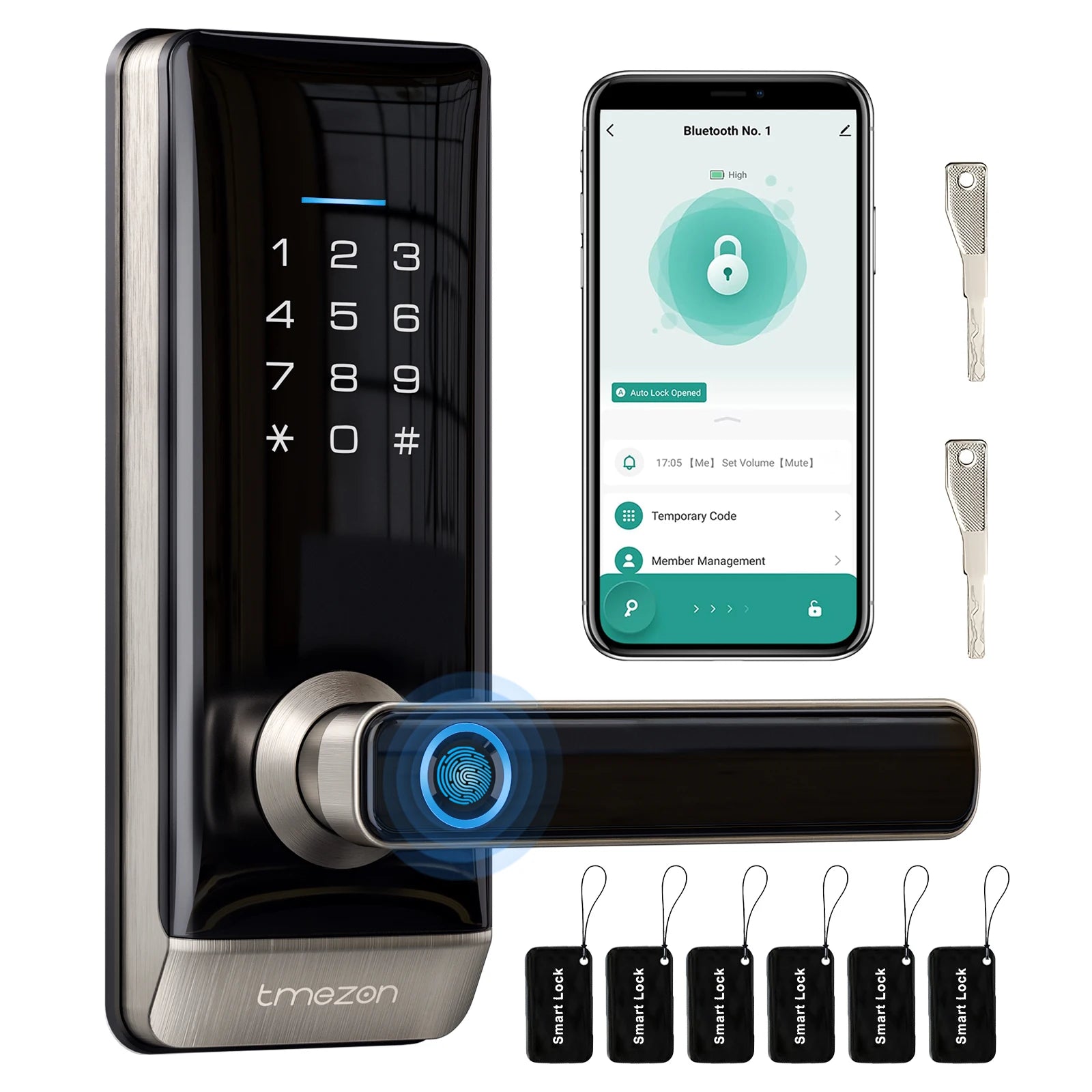 Smart Door Lock, TMEZON Keyless Entry Fingerprint Door Lock with Keypa ...