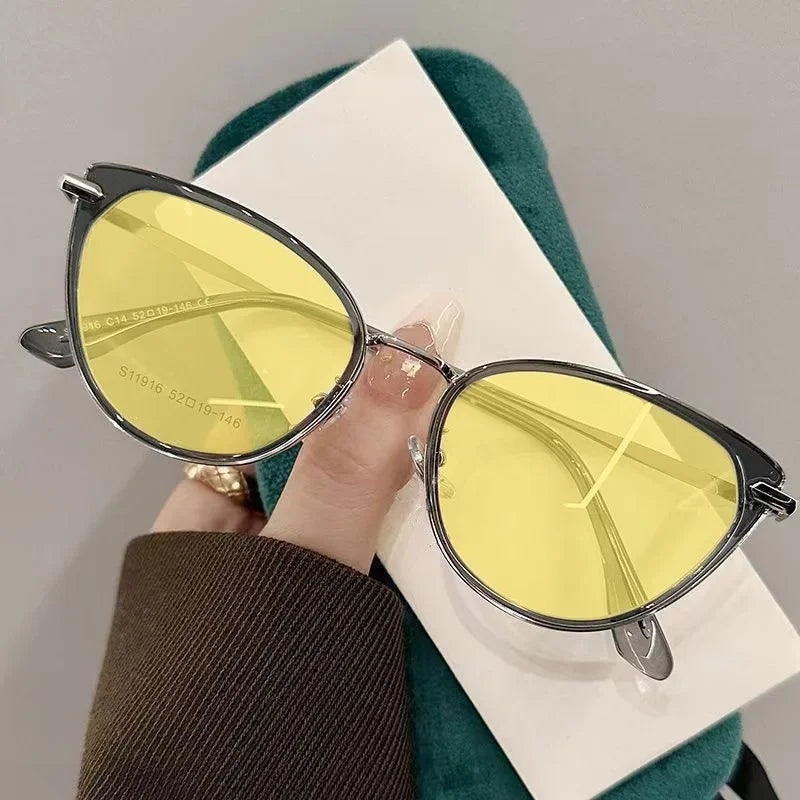 Night Vision Myopia Glasses Cat Eye Near Sight Eyewear for Driving Finished Prescription Eyewear Unisex Diopters 0 To -4.0