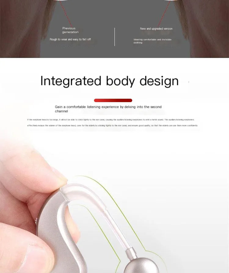 Hearing Aid Earphones Ear Hook Charging Comfort Assisted Listening Headset Dual Sound Sound Amplifier For Elderly People