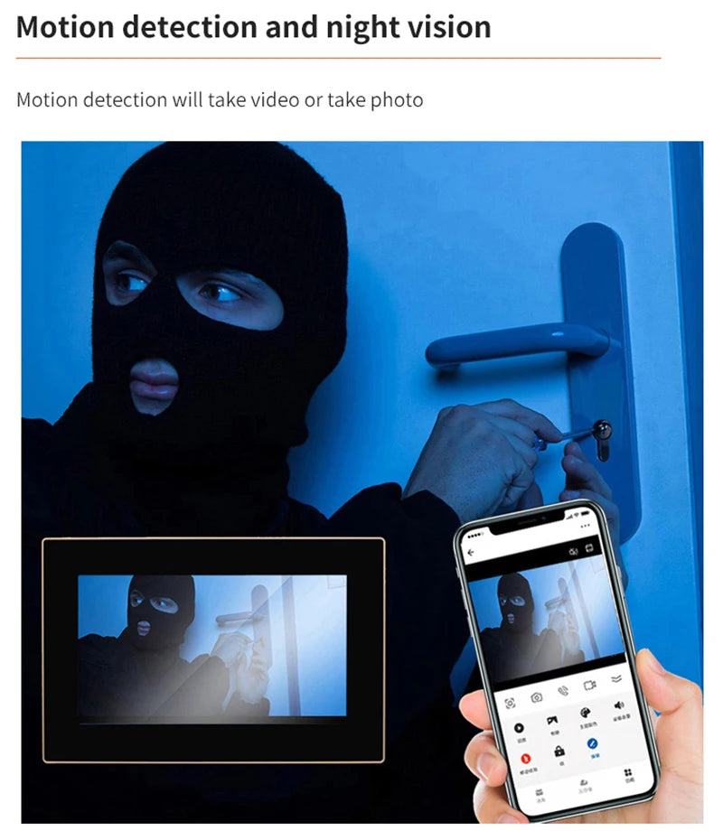 7 Inch Tuya Video Doorbell WiFi Outdoor Door Bell Waterproof IP65 Intercom Smart Home  Door Phone Camera