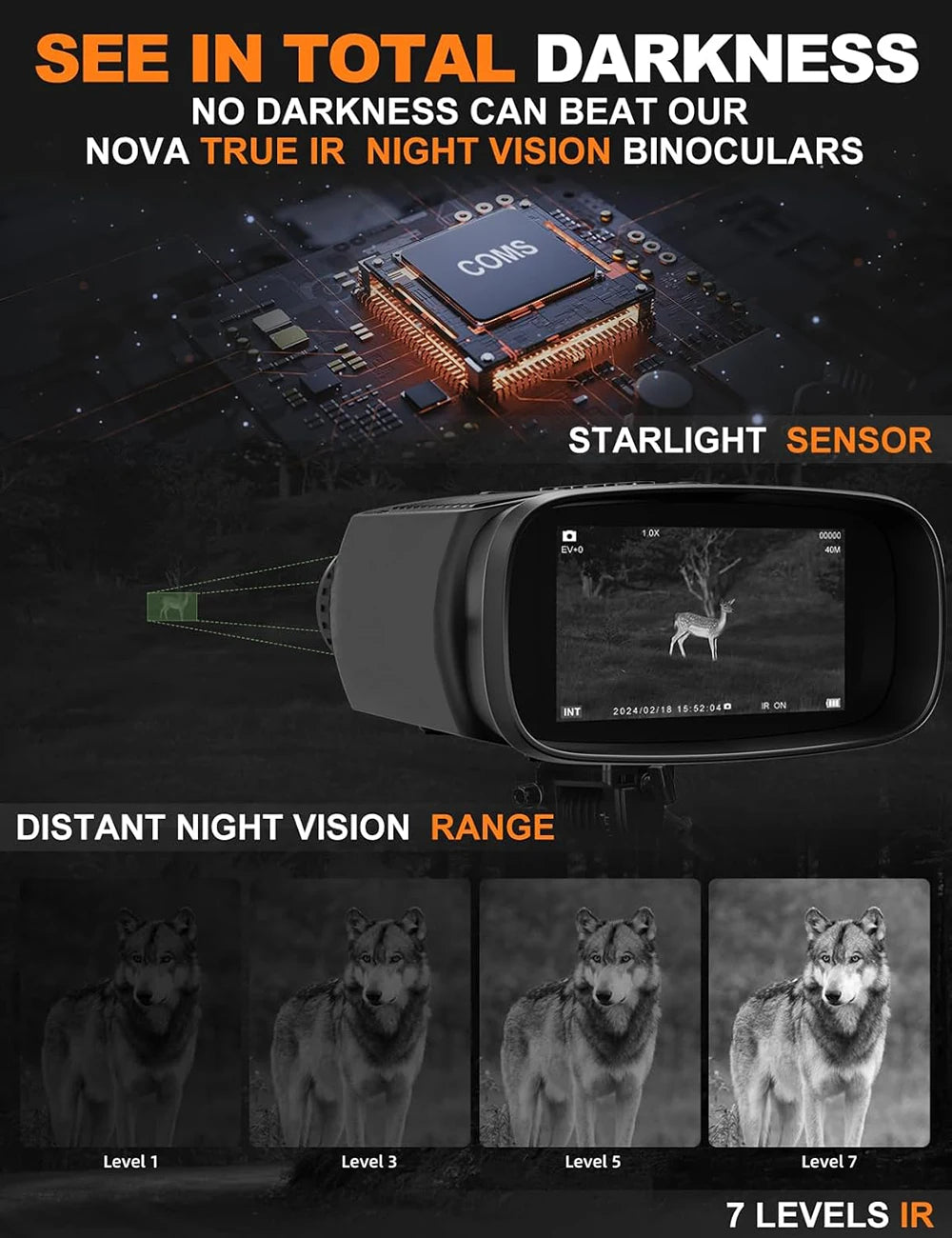 2025 New Video Recorder 1080P Night Vision Binoculars 8X Digital Zoom 800m Range Infrared WiFi Telescope for Hunting Camping