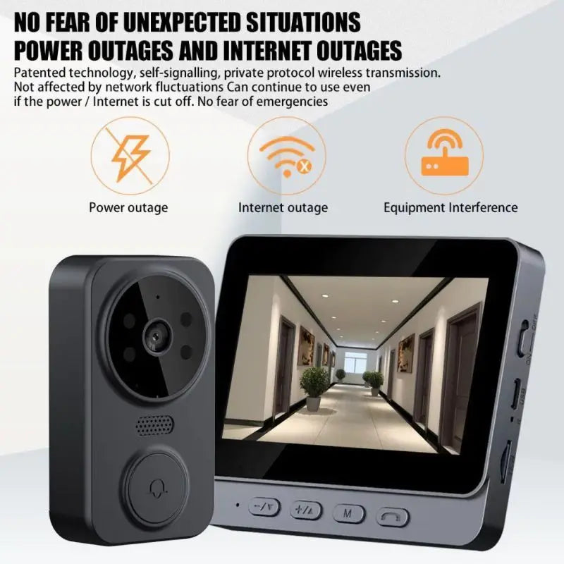 Video Doorbell with Screen Smart High-definition Video Monitoring For Family Apartment Two-Way Audio Night Vision Video Doorbell